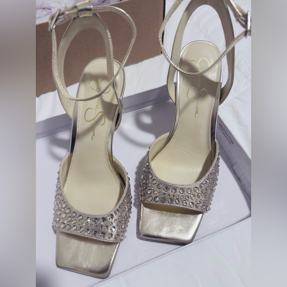 Champagne Color  Embellished Sandals | Jessica Simpson | Size 9 |